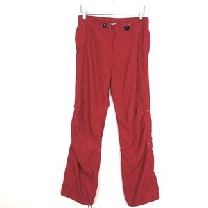 Vintage 90s Y2K Parachute Track Pants Wide Leg Baggy Utility Skater Red Small